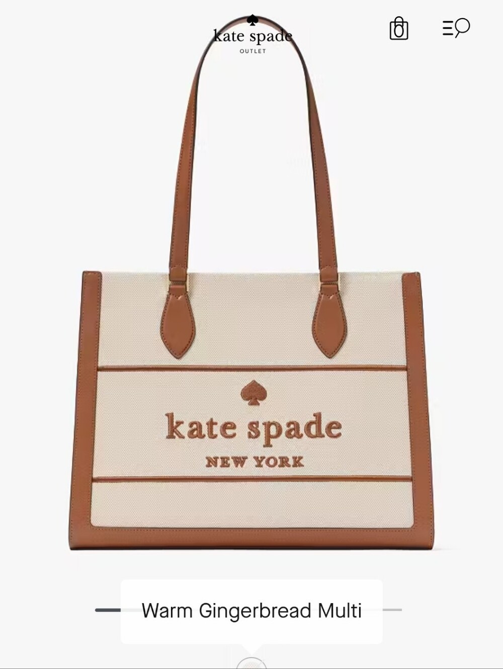 kate spade Canvas Tote in Cream and Tan with Logo